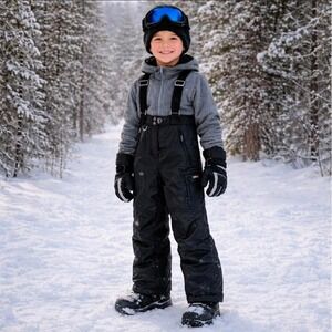 32 Degrees Weatherproof Insulated Kids Black Ski Snow Bib Overalls Pants Size M